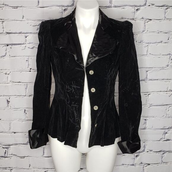Vintage Neusteters Denver Black Velvet Blazer Jacket - Picture 1 of 10